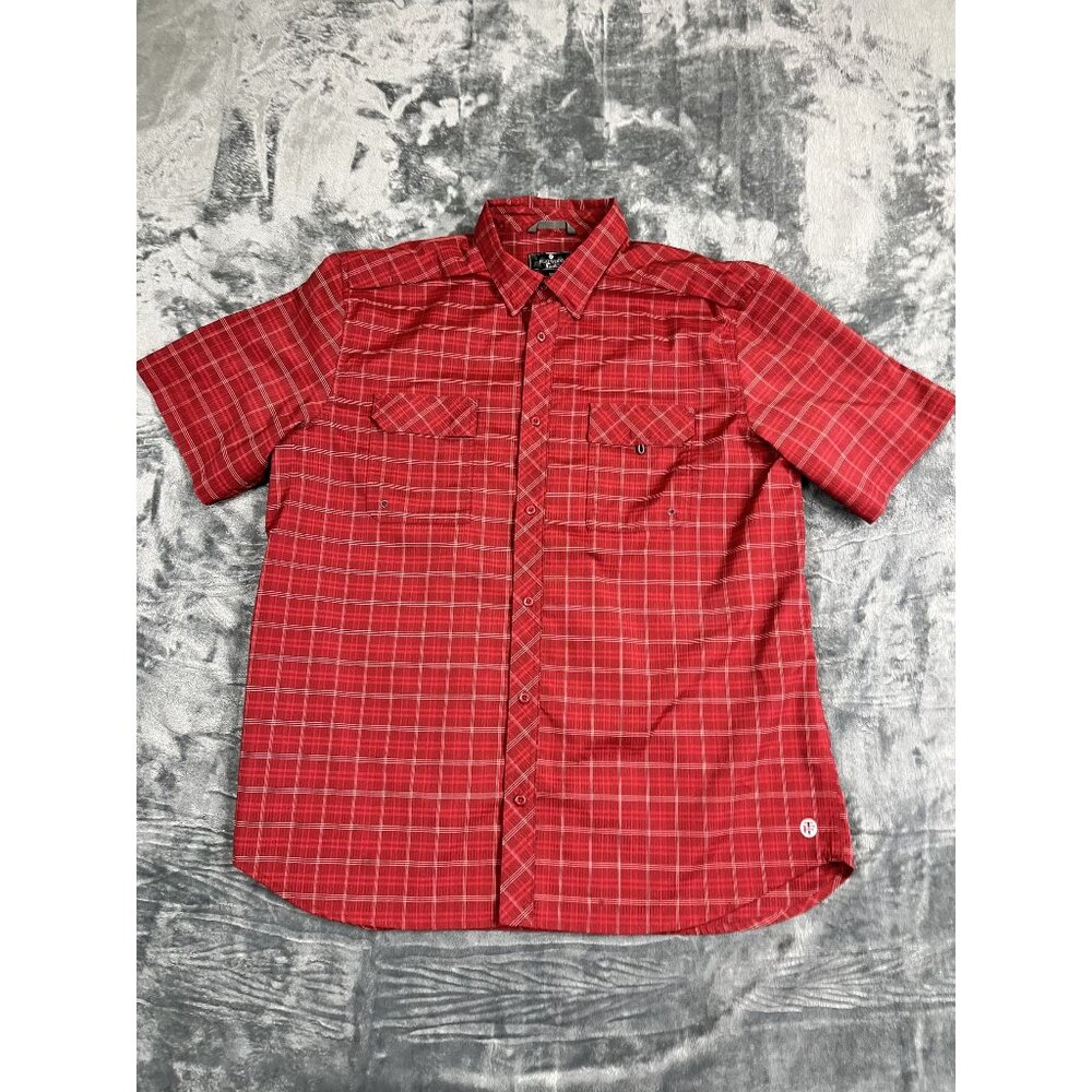 Flatwood Threads Red Plaid Short-Sleeve Shirt XXL Poly/Spandex Mens